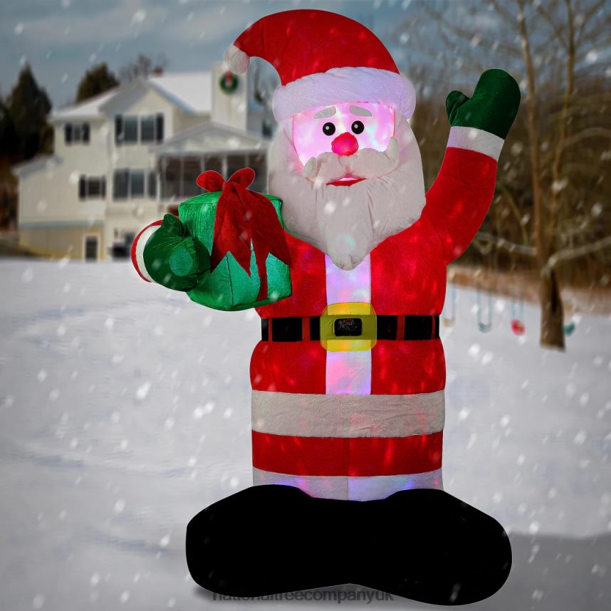 decoration | National Tree Company Inflatable Santa with Gift LED Lights Plug In Christmas Collection 8 Feet F2L4F667